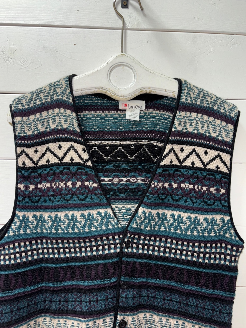 Lumière Vintage Unisex Patterned Knit Vest – L/G - Picture 4 of 9
